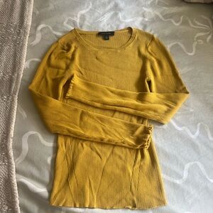 Yellow Ribbed Long Sleeve Sweater